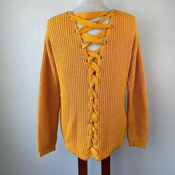 Rue 21 Yellow V-Neck Sweater Size M EUC - Picture 5 of 7